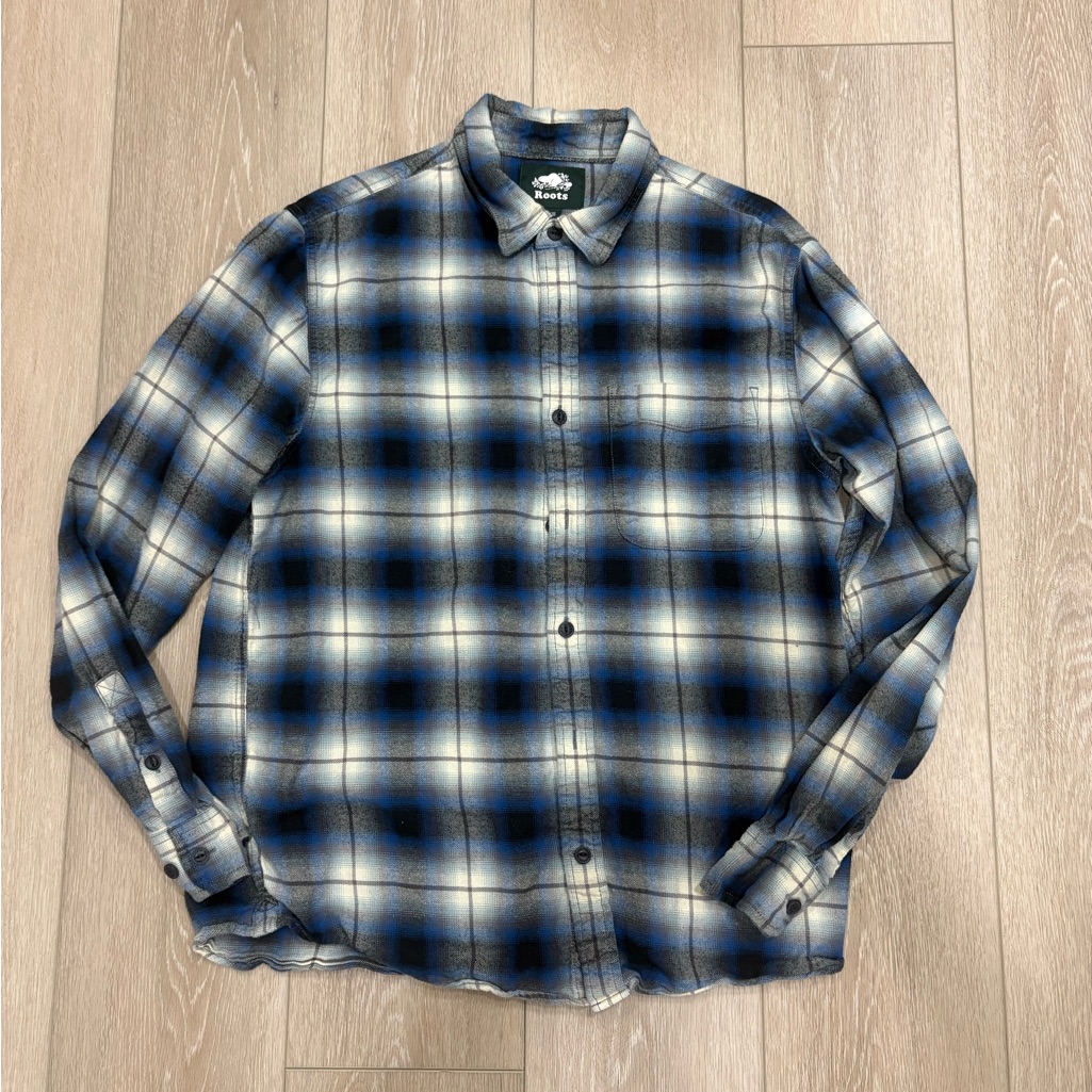 Roots Navy And White Plaid Casual Shirt
